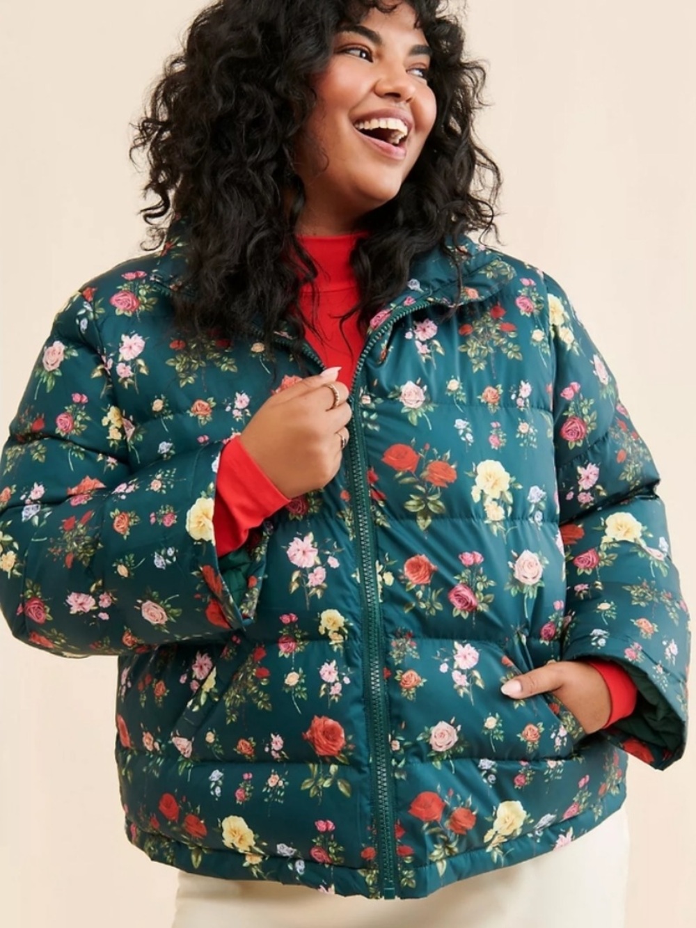 Nuuly x Rachel Antonoff Jemma Rose Parker Puffer Cropped Floral Women Small